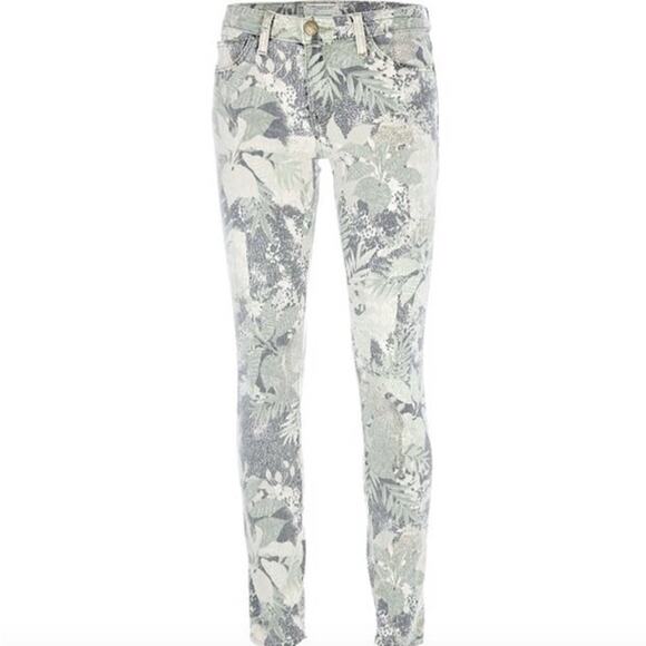 CURRENT/ELLIOTT Vintage Safari Cream Tan Printed Low Rise Ankle Skinny Jeans 25 - Picture 1 of 8